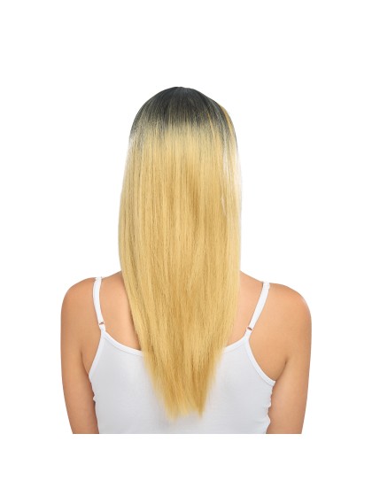PERRUQUE RIHANNA CHEVEUX LONGS AVEC FRANGE BLOND DORE AVEC OMBRE 58CM