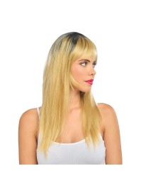 PERRUQUE RIHANNA CHEVEUX LONGS AVEC FRANGE BLOND DORE AVEC OMBRE 58CM