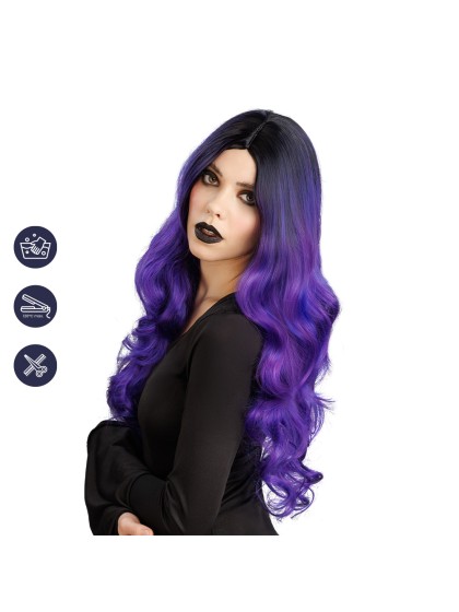 PERÜCKE AUS HEXE GLAMOUR HAAR VIOLETT OMBRE 65CM