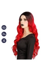 PERÜCKE AUS HEXE GLAMOUR HAAR ROT OMBRE 65CM