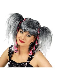 HAIR-EXTENSION CURLS PINK BLACK WHITE 