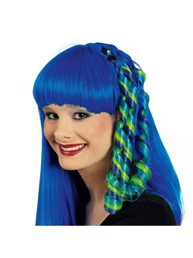 HAIR-EXTENSION CURLS BLUE GREEN TURQUOISE 