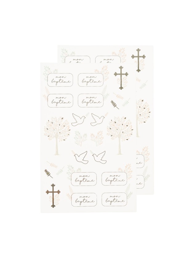 48 STICKERS MON BAPTEME MODELES ASS TAILLES ASS