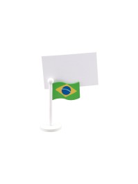 SET OF 6WOODEN TABLE PLACE CARD HOLDERS BRAZILIAN FLAG 8CM