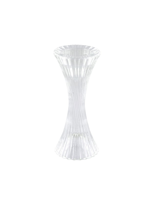 BOUGEOIR VERRE FLAMBEAU DOUBLE HYPERBOLE DIA 7CM X 16.5CM
